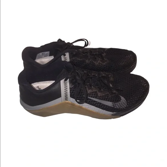 MENS NIKE METCON 6 BLACK SILVER GUM TRAINING SNEAKERS SHOES 13 - Picture 2 of 11